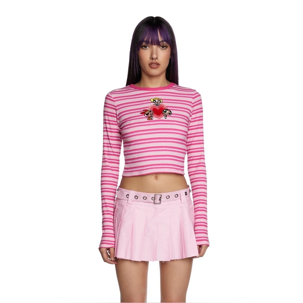 DOLLS KILL X THE POWERPUFF GIRLS Women's LONG SLEEVE CROPPED TEE Sz M NWT - Picture 2 of 9